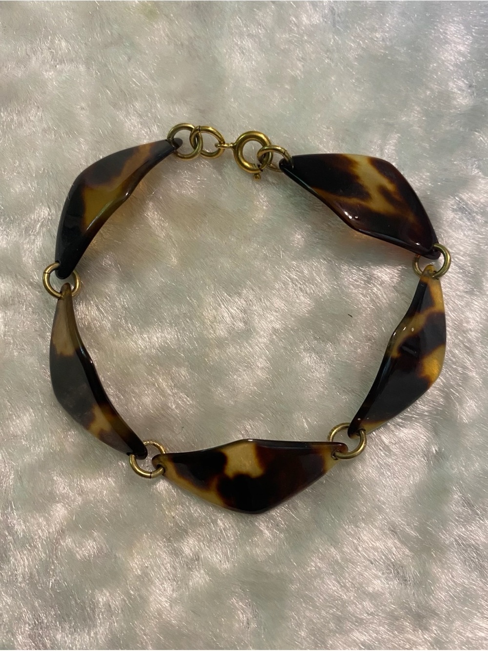 🍀VTG Tortoiseshell Link Bracelet - Brown and Gold